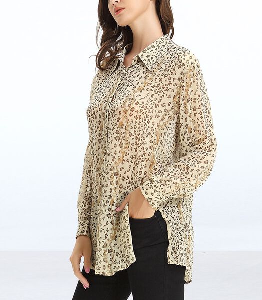 Luipaardprint Silk Chiffon Shirt
