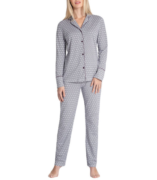 Pyjama chemise à motif de nid d'abeille en coton et modal Misaki
