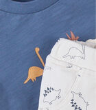 Lange mouwen t-shirt + dino broek set, vanille image number 2