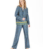 Pyjama met knopen van ecru viscose met print ZOÉ 606 image number 2
