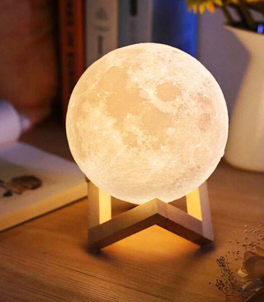 FEERIQUE - Lampe veilleuse  à poser pleine lune 18cm