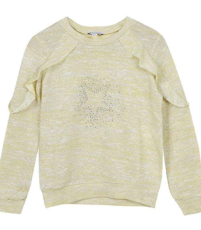 Lichtgewicht sweatshirt met ronde hals en glanzende mesh ruches image number 0