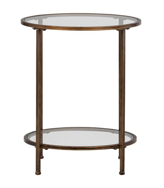 Table d'appoint - Métal/verre - Laiton antique - 56x46x46 - Goddess