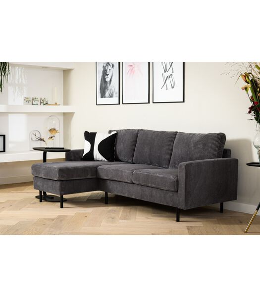 Moquette - Sofa - 3-zitbank - chaise longue links of rechts - ribfluweel - antraciet