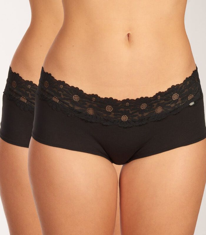 Short 2 pack Every Day Cotton Lace Boyleg Shorts image number 1