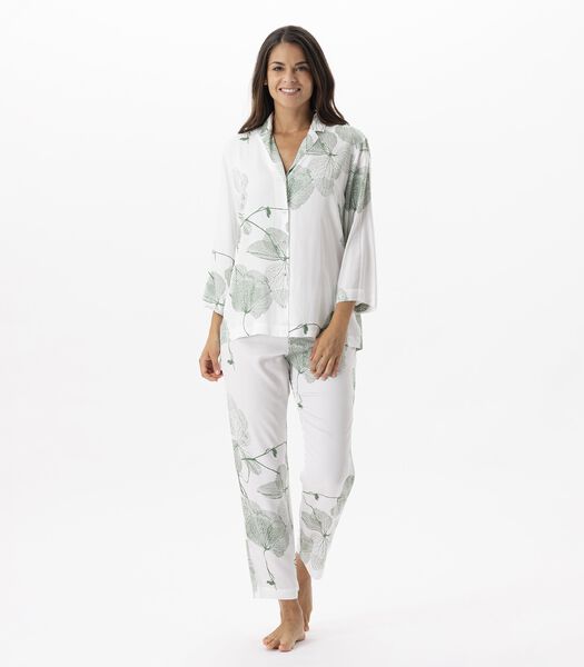 Pyjama met knopen en plantenpatroon van 100% viscose GINKGO 706
