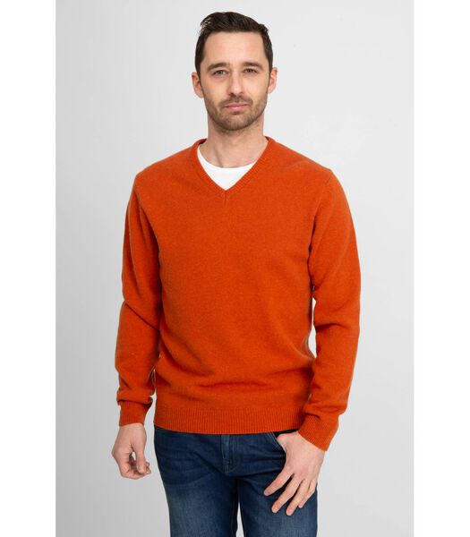Pullover Wol V-Hals Oranje