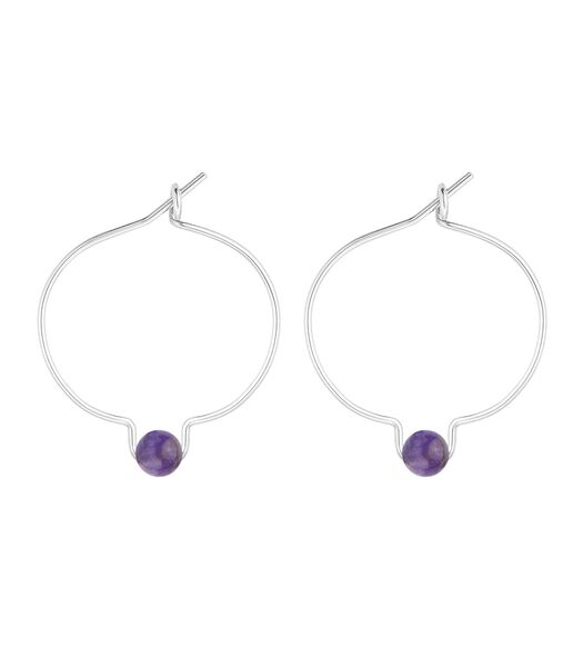 Boucles d'oreilles Améthyste sur fil d'Argent 925