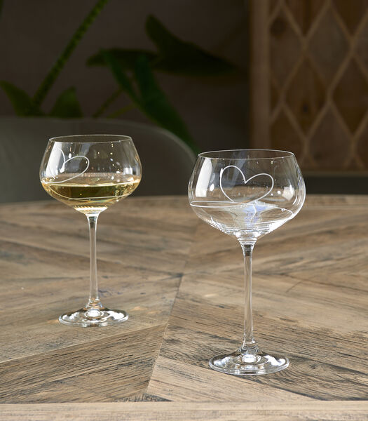 verre à vin blanc avec coeur gravé - With Love - Transparent - 550 ml