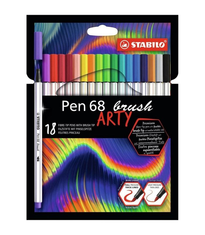 Pen 68 brush - premium brush viltstift - ARTY etui met 18 kleuren image number 0