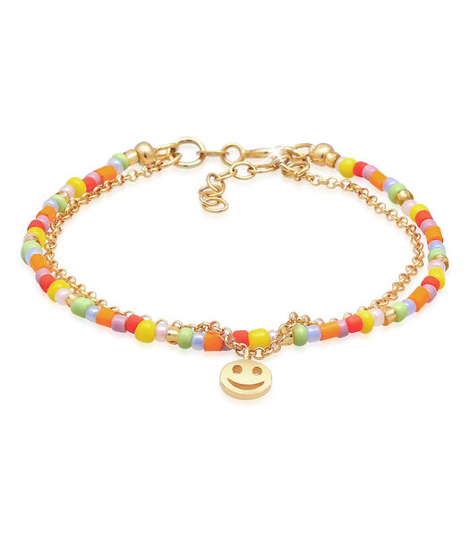 Bracelet Perles Pour Enfants Couche Beads Avec Smiling Face En Argent Sterling 925 Plaqué Or