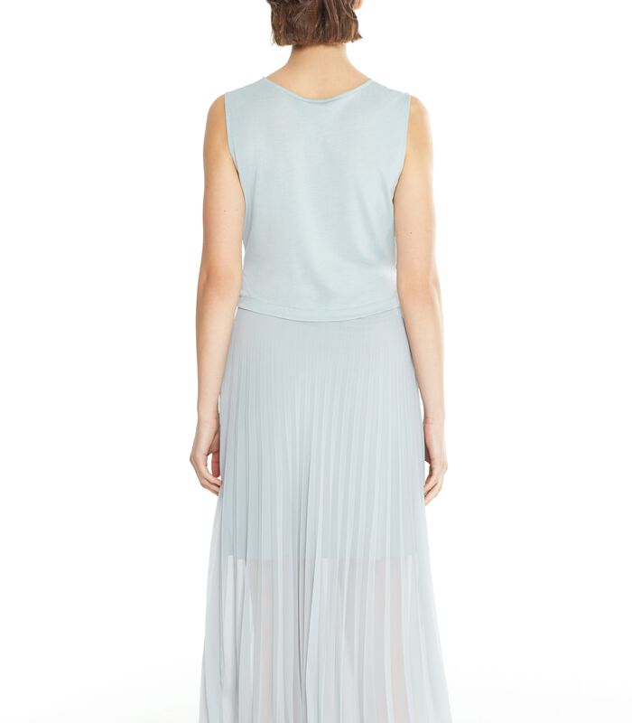 Blauwe lange jurk CONCILIANT in geplooide voile image number 3