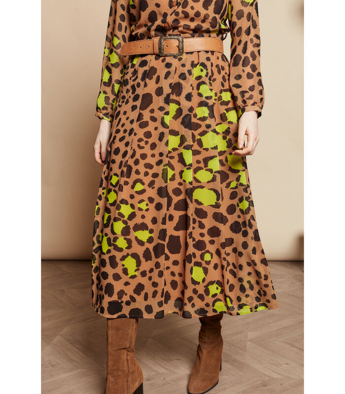 Trendy jurk in dierenprint met fluo accent image number 2