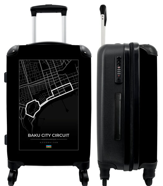 Handbagage Koffer met 4 wielen en TSA slot (Formule 1 - Baku City Circuit - Racebaan - Zwart wit - Sport)