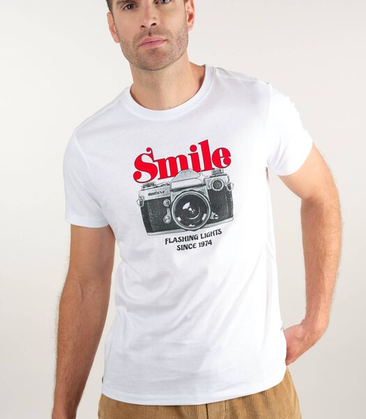 SMILE - Katoenen T-shirt met ronde hals