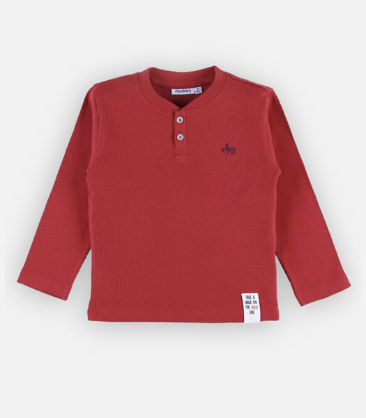 Henley t-shirt met lange mouwen, rood