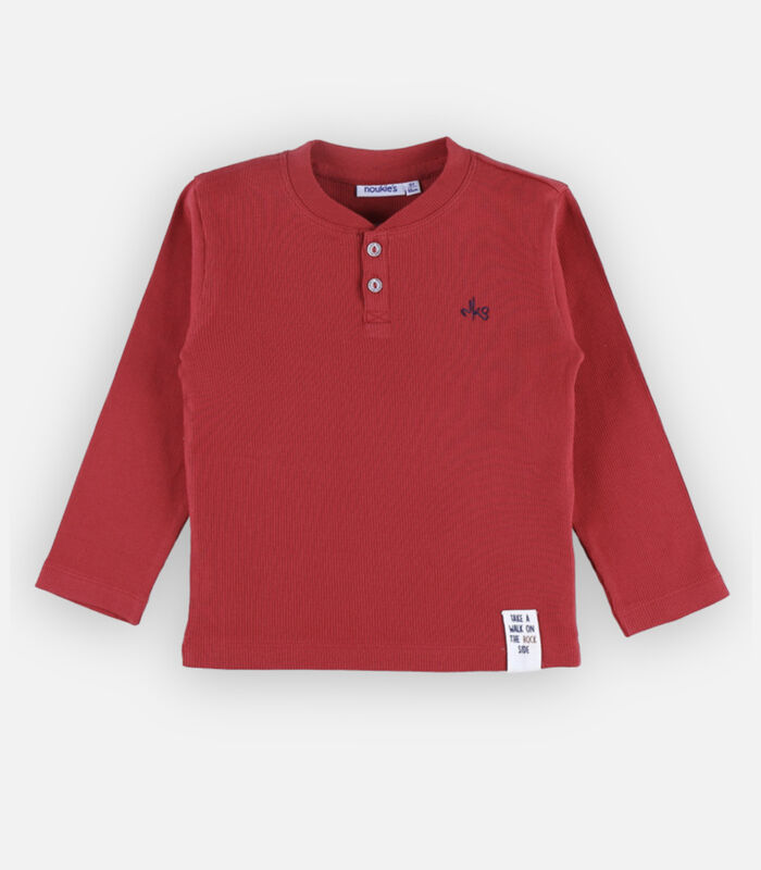 Henley t-shirt met lange mouwen, rood image number 0