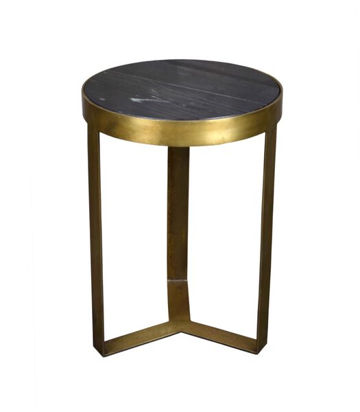 Marble - Table d'appoint - 40cm - marbre - acier laqué - noir - or - rond
