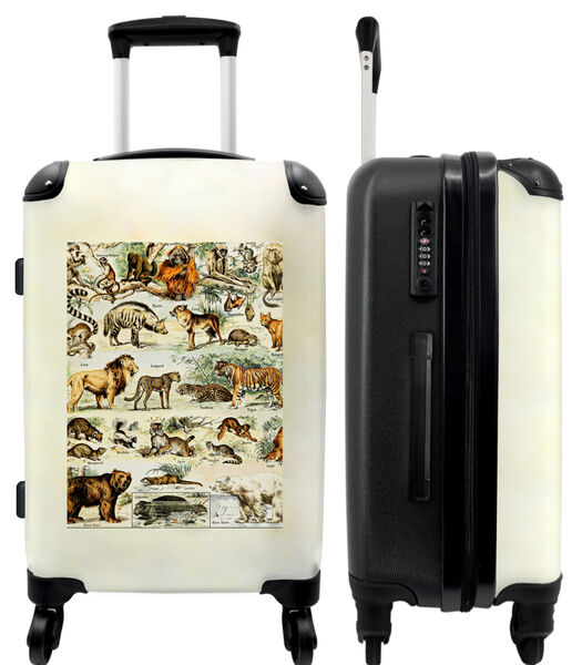 Bagage à main Valise avec 4 roues et serrure TSA (Animaux - Tigre - Vintage - Illustration - Art)