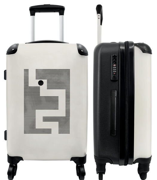 Bagage à main Valise avec 4 roues et serrure TSA (Abstrait - Beige - Rayures - Noir)