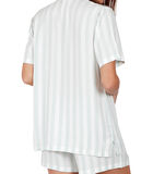 Pyjamashirt kort Klassiek Stripes groen image number 1