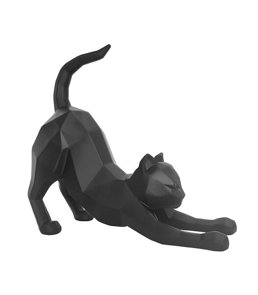 Ornament Origami Cat - Stretching polyresin Mat Zwart - 26,2x11x23,6cm