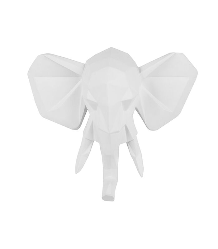 Wandhanger Origami Elephant - Polyresin Mat Wit - 45x39,5x14cm image number 2