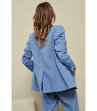 Gevoerde jas in blauw linnen image number 1