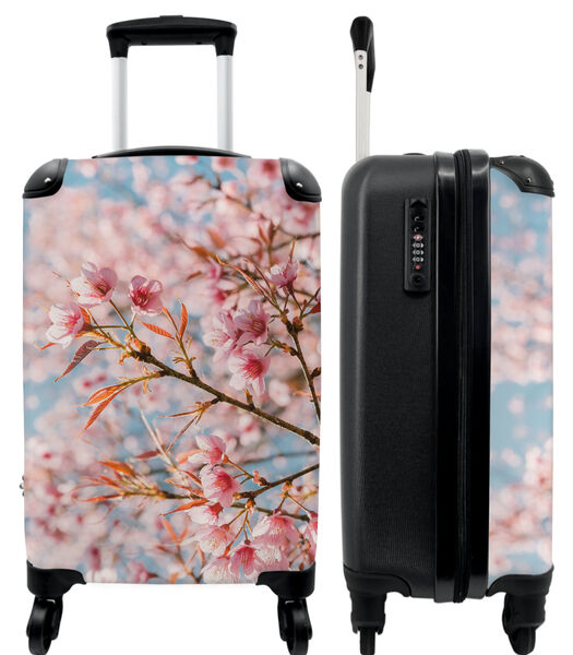 Valise spacieuse avec 4 roues et serrure TSA (Sakura - Printemps - Fleurs - Rose - Botanique)