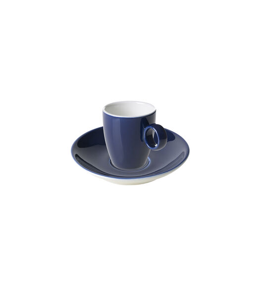 Espressokop en schotel Bart Colour Cafe 6.5 cl - 11 cm Blauw Porselein 2 stuk(s)