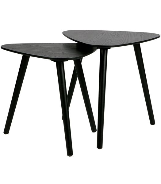 Lot de 2 tables d'appoint - Bois - Noir - 40x40x40/45x45x45 cm - Nila