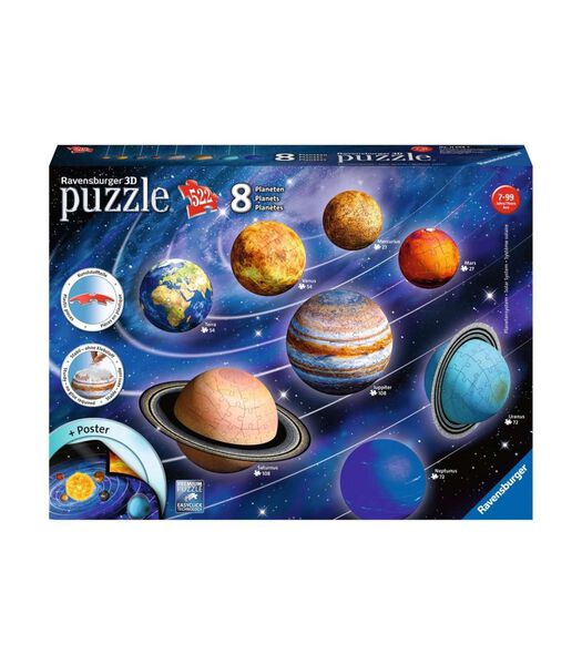 3D puzzel Zonnestelsel - 27/54/72/108 stukjes
