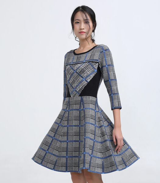 Fit-and-falre jurk in tartan breier
