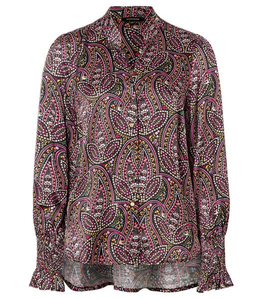Satijnen blouse met herfstige paisleyprint
