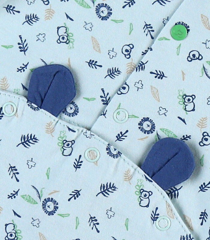Bio katoenen romper pyjama met prints, lichtblauw image number 3