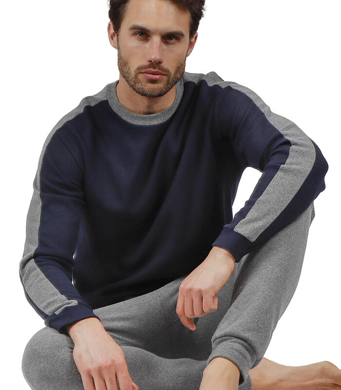 Pyjama loungewear broek en top met lange mouwen Solid image number 3
