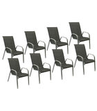 Set van 8 MARBELLA grijs textilene stoelen - grijs aluminium image number 0