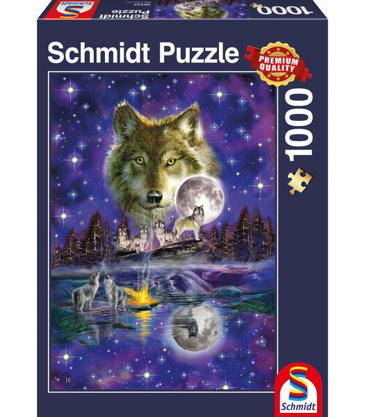 Puzzle de  Loup au clair de lune - 1000 pièces - 12+.