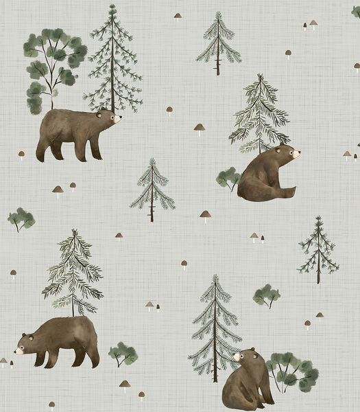 KHARU - Papier peint enfant - Motif ours et montagne