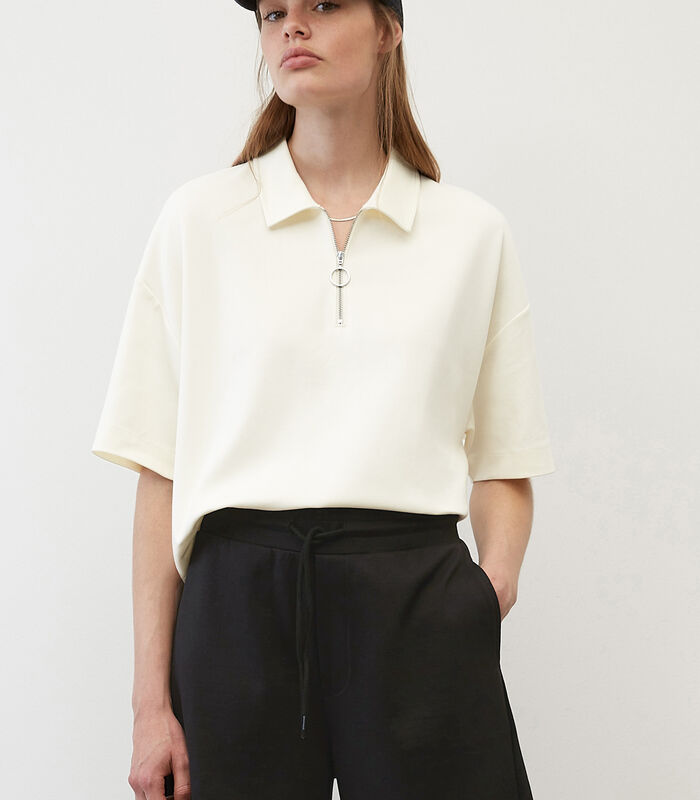 Oversized poloshirt met rits cropped image number 0