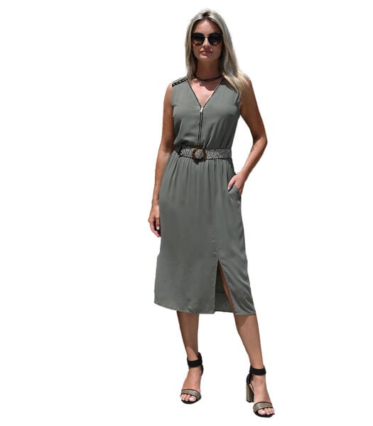 EMILY - ROBE MIDI KAKI MILITAIRE ROCK