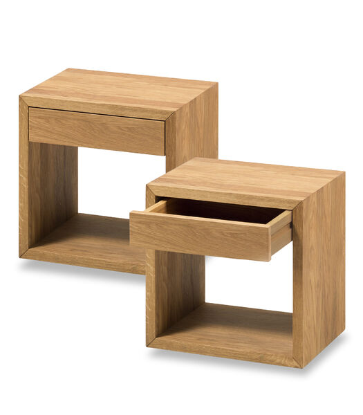 2 x Table de chevet HUGO avec tiroir en chêne