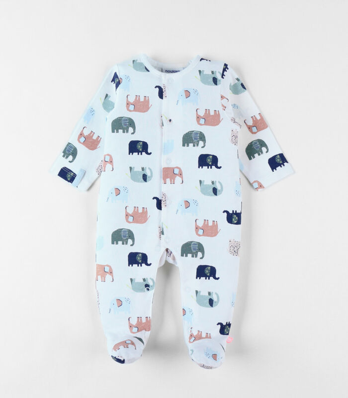 Pyjama 1 pièce imprimé éléphants en jersey, image number 0