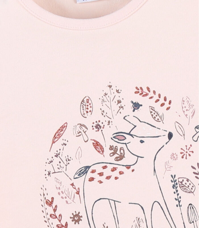 T-shirt met lange mouwen en bambi print, lichtroos image number 3