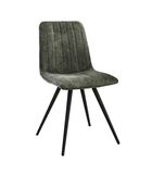 Lined Velvet - Chaise de salle à manger - lot de 4 - velours - vert mousse - rayé - métal - noir image number 0