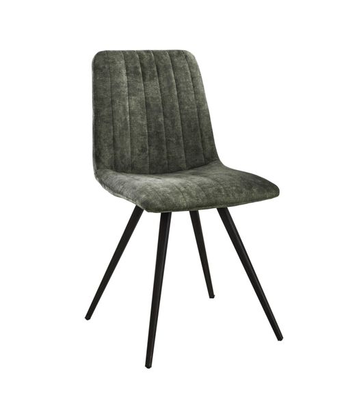 Lined Velvet - Chaise de salle à manger - lot de 4 - velours - vert mousse - rayé - métal - noir