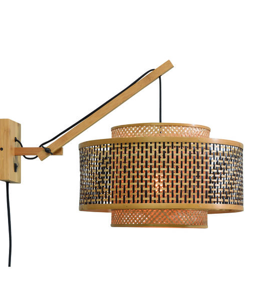 Wandlamp Bhutan - Bamboe/Zwart - 57x50x50cm