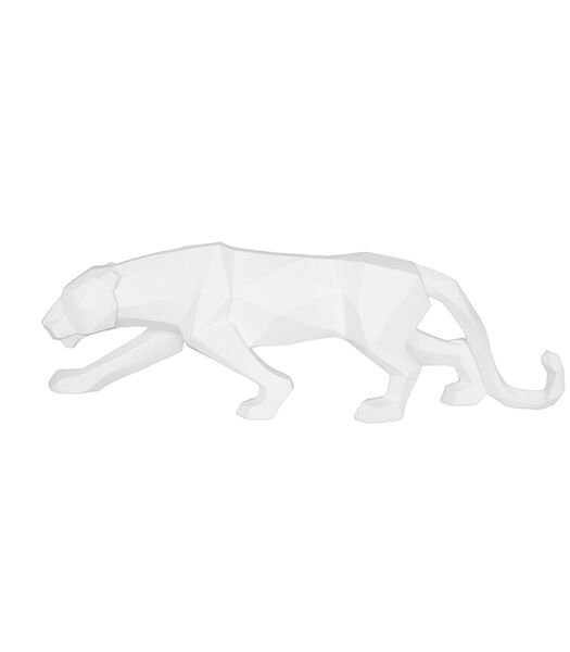 Ornament Origami Panther - Polyresin Mat Wit - 48x10,5x15cm