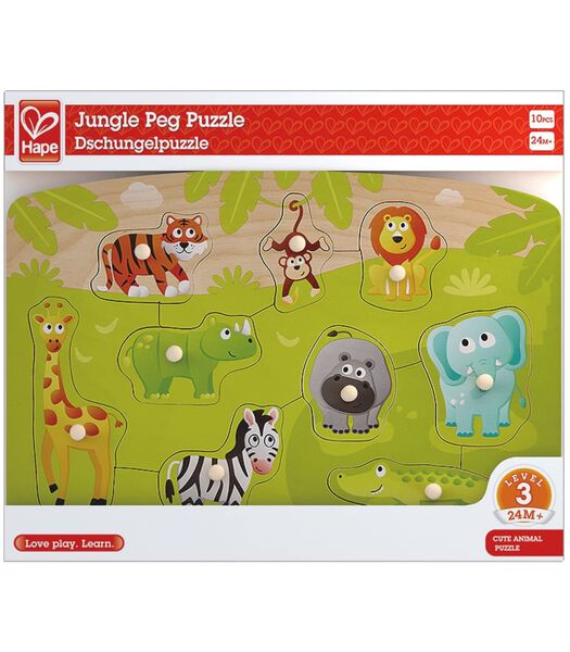 Puzzle à boutons  Jungle animals - 9 pièces