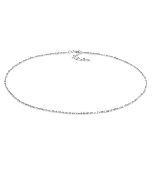 Halsketting Dames Choker Twisted Cord Basic Trend In 925 Sterling Silver Gold Plated